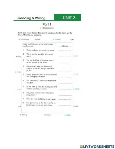 Flyers R&W part 1-5 Unit 3