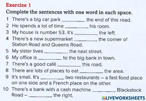 Outcomes Elementary Unit 3 Prepositions of Place