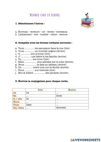 Verbes lire et écrire