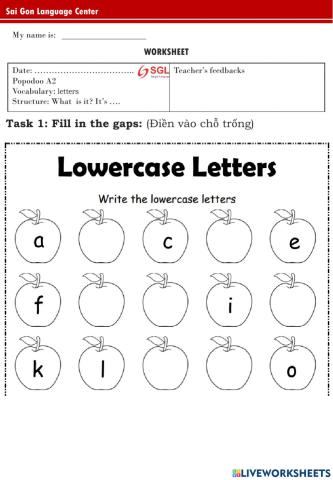 PPD A2 - Letters L,M,N,O,P