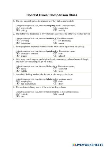 Context Clues: Comparison