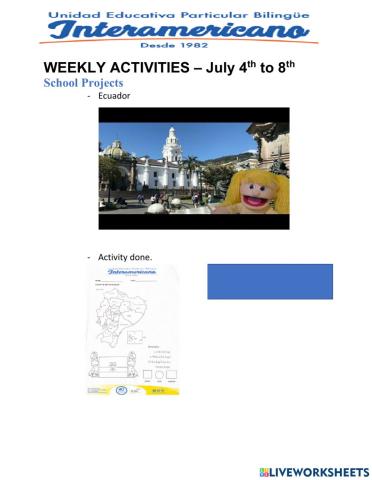 Weekly activities week 9