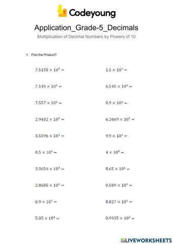 Application-Multiplication of Decimal Numbers by Powers of 10