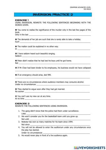 Inversion: practice 2