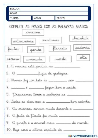 Singular, plural, feminino, masculino, sílabas