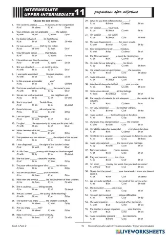 Prepositions after adjectives