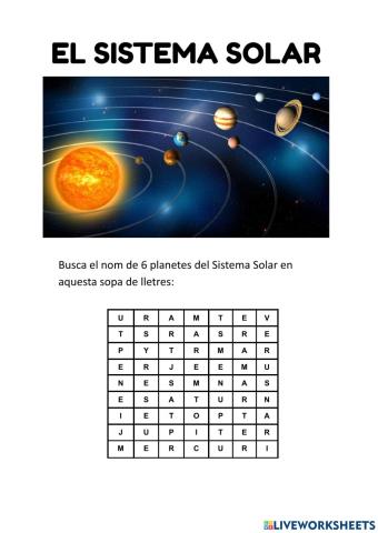 Sopa de lletres dels Planetes