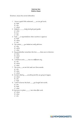 Defining relative clauses
