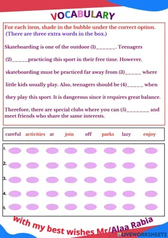 Vocabular No : 3 S 1