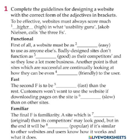 Comparative forms and modifiers