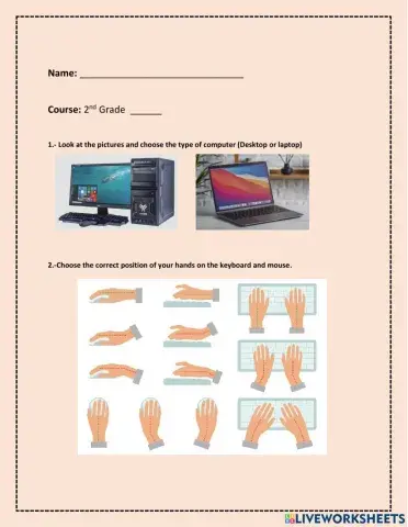 Correct position of the hands on the Keyboard and mouse