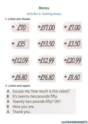Kid's Box 3. Counting money
