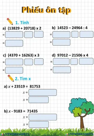 Ôn biểu thức tìm x