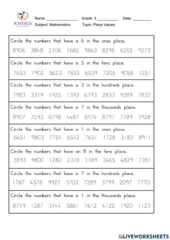 G3 Place Value
