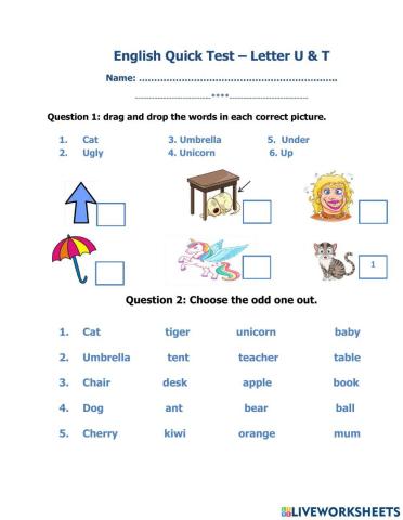 Letter U - quick test