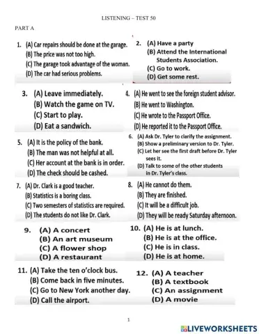 Listening test 50