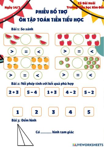 TTH Cộng trừ phạm vi 5