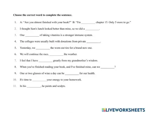 Books-Reading 3-Vocabulary Exercise