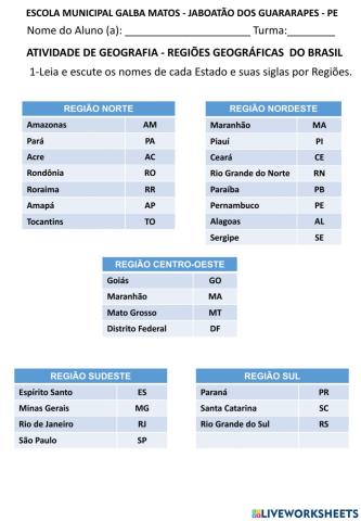 Estados e Região do Brasil