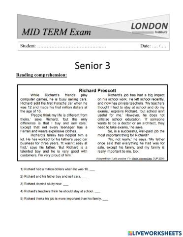 Senior 3 Midterm