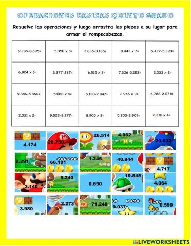 Operaciones con mario bross