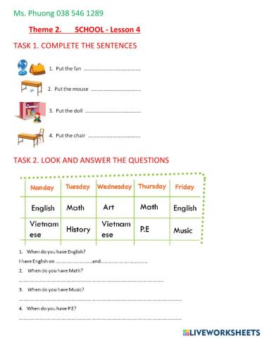 Smart start 4 -theme 2 - lesson 4