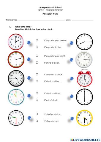 P3 English World Final Examination