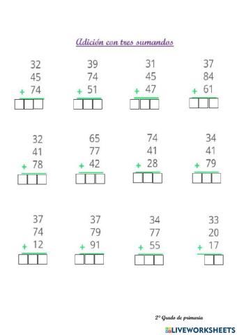 Adición con tres sumandos