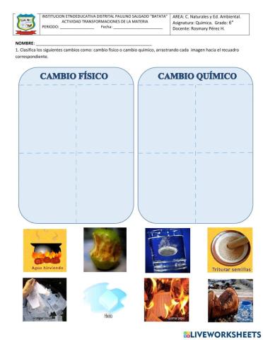 Transformaciones de la materia
