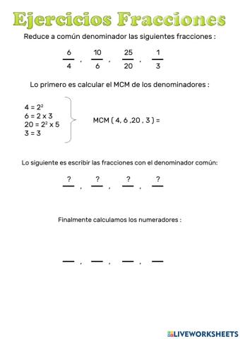 Reducir Comun Denominador