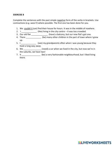 IE1, Unit 2, Grammar and vocabulary, Exercise 8