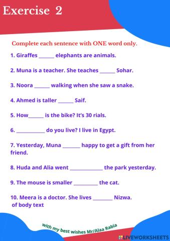 Grammar Exercise No:2