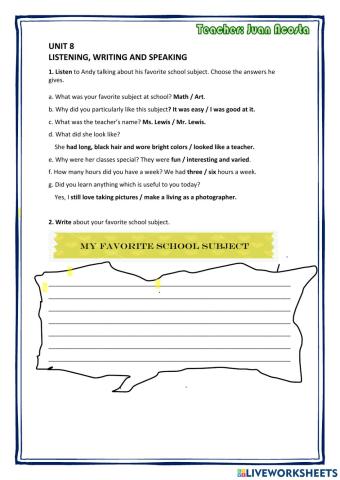 Listening my favorite school subject