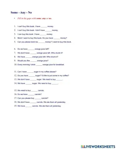 Determiners: Some - Any - No