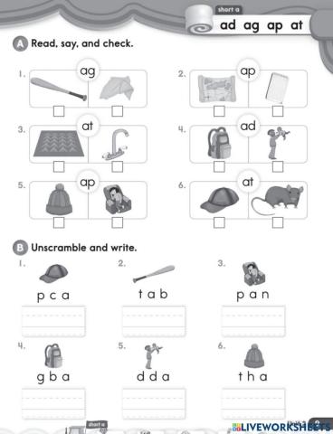 Short a: ad, ag, ap, at