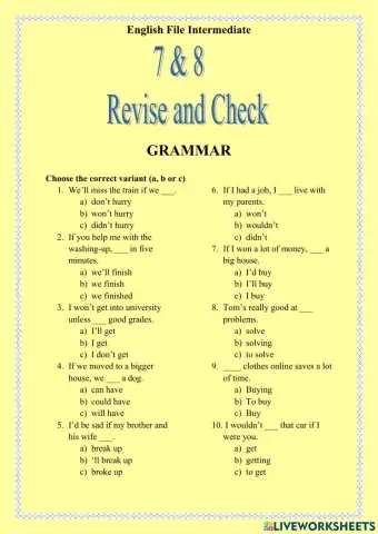 Revise and Check. Units 7-8 English File