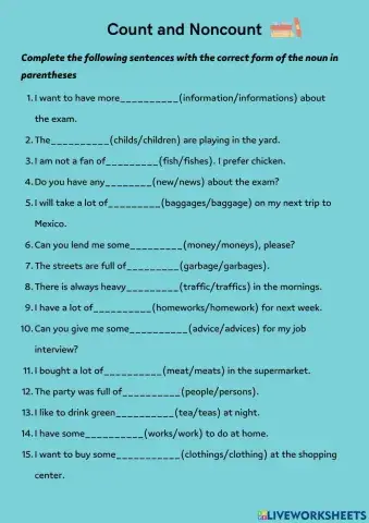 Count and Noncount Nouns