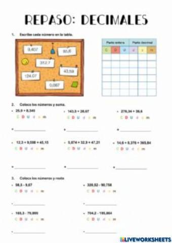 Operaciones con Decimales