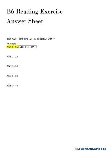 B6 Reading Exercise: 21-40
