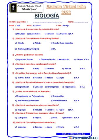 Practica Biologia 3ero sec