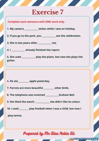 Grammar . Exercise NO : 7