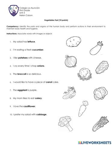 Vegetables Test