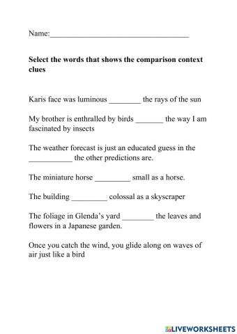 Comparative Context Clues
