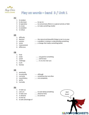 Play on words - band 3 - unit 1