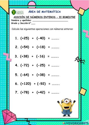 Adición de números enteros