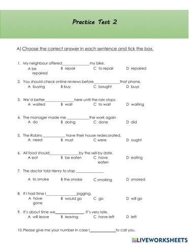 Revision Practice Test