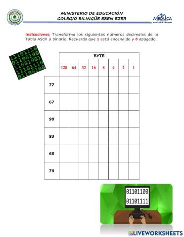 Transformación de Decimal a Binario