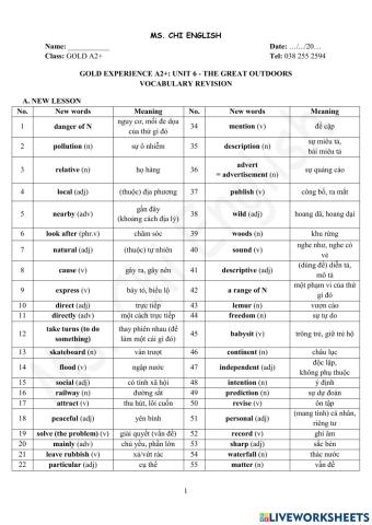 Foreign Teacher-GOLDA2+-U6-VOCAB