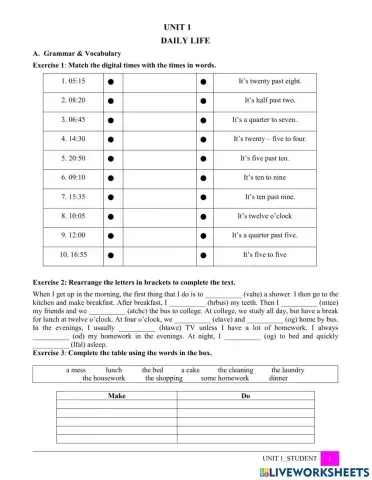 Mindset for ielts foundation UNIT 1 VOCABULARY AND GRAMMAR