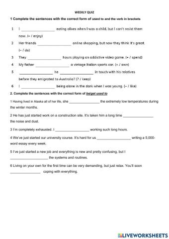 Be -get used to-  used to